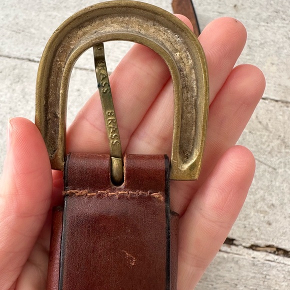Vintage Brown Leather And Brass Accents Hippy Vibes Belt Size Large